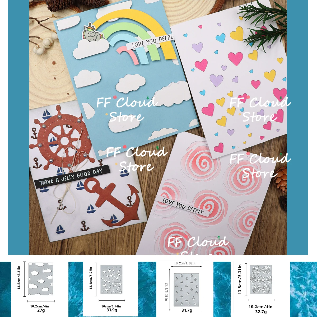

Clouds Love Flowers Backgroud Cutting Dies Greeting Card Paper Scrapbooking Album Crafts Embossing Die Cuts 2024 New Arrival