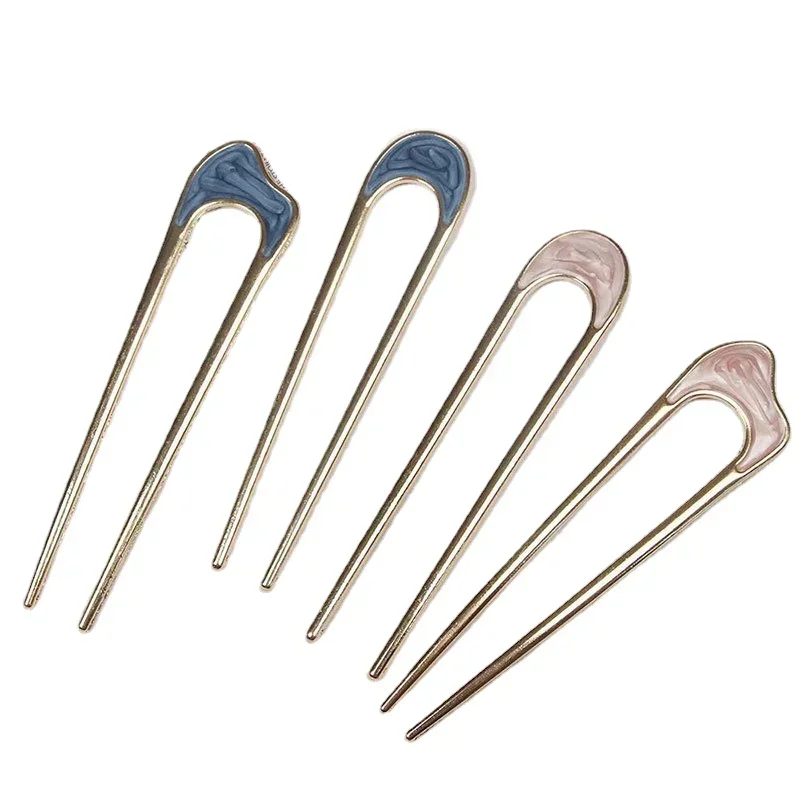Delysia King Simple fork metal hairpin U-shaped alloy hair ornament hair accessory