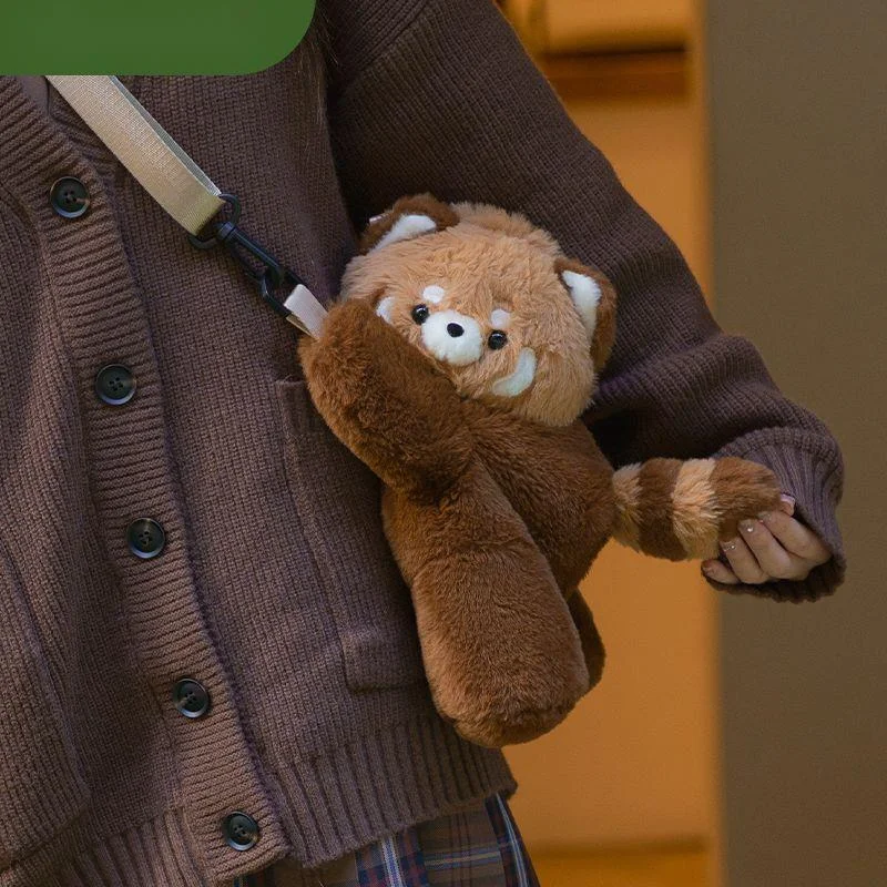 레드 팬더 드롭 봉제 배낭, 귀여운 봉제 인형, 어린이 생일 선물, 귀여운 봉제 인형, 부드러운 봉제 크로스 바디 백 