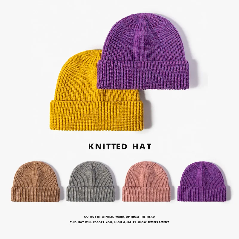 Winter Hats for Men Women Knitted Beanies Cuffed Hat Girls Students Caps Autumn Couples Warm Bonnet Boys Casual Cap 1