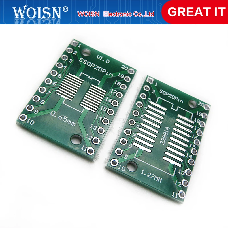 10pcs/lot SOP20 SSOP20 TSSOP20 to DIP20 Pinboard SMD To DIP Adapter 0.65mm/1.27mm 2.54mm Pin Pitch PCB Board Converter | Электронные