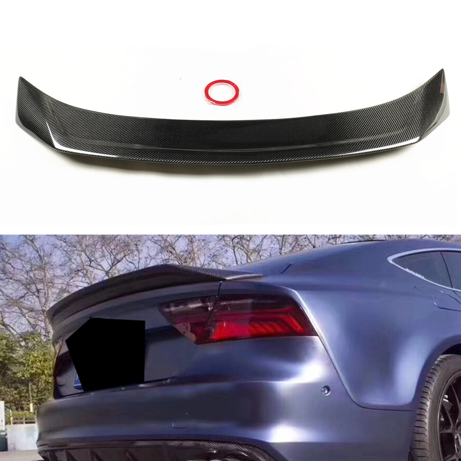 

For Audi A7 S7 RS7 2013-2017 Rear Spoiler Wing Carbon Fiber Car Body Kit Roof Tailgate Flap Trunk Lid Decklid Trim Splitter Lip