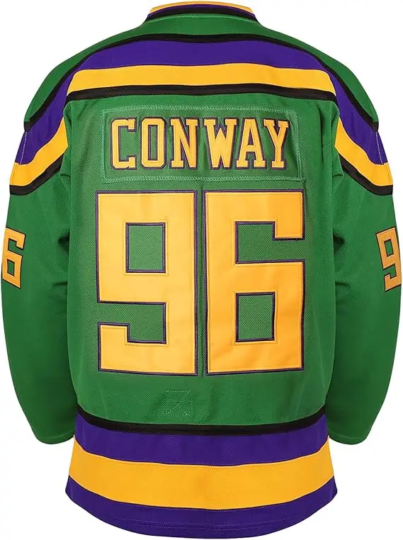 Youth Size The Green Hockey Jersey 96# Conway Movie Ice Hockey Jersey Name Number All Stitched