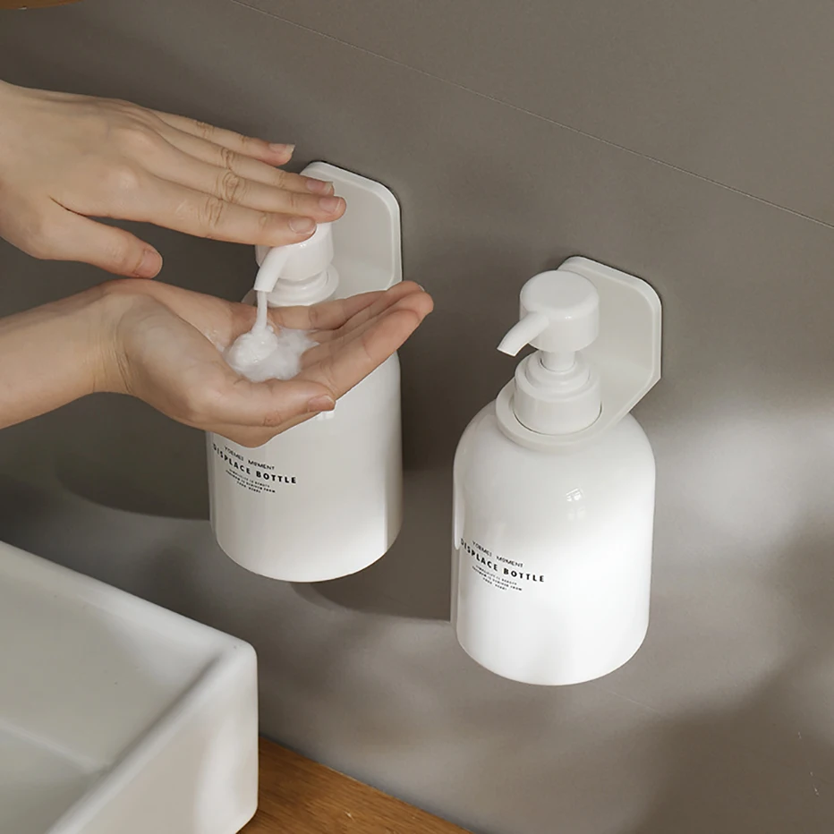 Dispenser Bottle Holder Adjustable Dispenser Bottle Holder Wall Mounted Adhesive Shampoo Lotion Hand Soap Bottle Hanger Bathroom Storage Rack