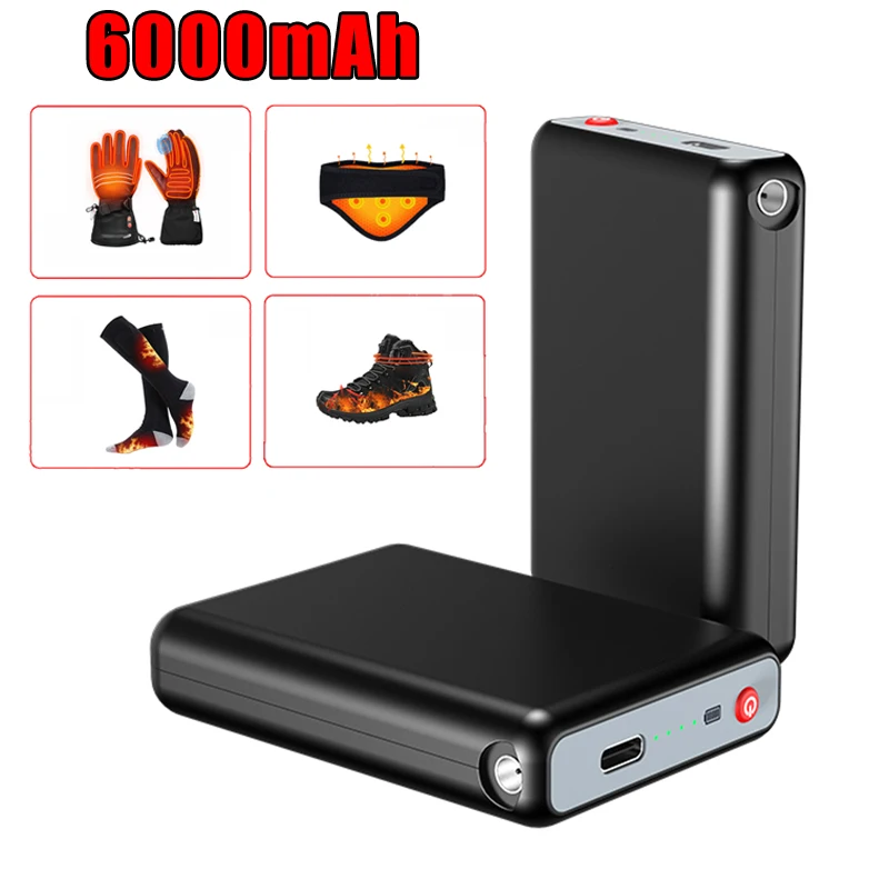 

2Pcs Mini Power Bank 5V/2A DC Output Charger External Battery Pack 6000mAh Power Bank For Heating Gloves Socks Shoes Underwear