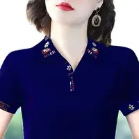 White Tops Polo Neck Shirts for Women T-shirt Woman Pink Short Sleeve Tee Plain Clothing New Synthetic Y2k Fashion Summer 2025 V - Image 5