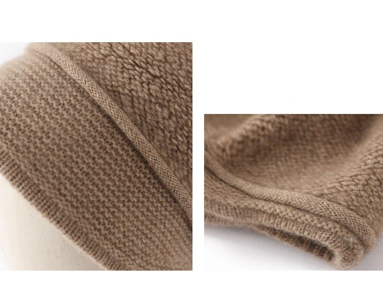 100% Reine Kaschmir-Visor-Mütze für Damen, Weiche Schirmmütze, Bouclé-Frottee-Strickmütze, Warme Wintermütze mit Schirm, Kaschmir-Entenschnabelmütze für den Winter – Detail 11