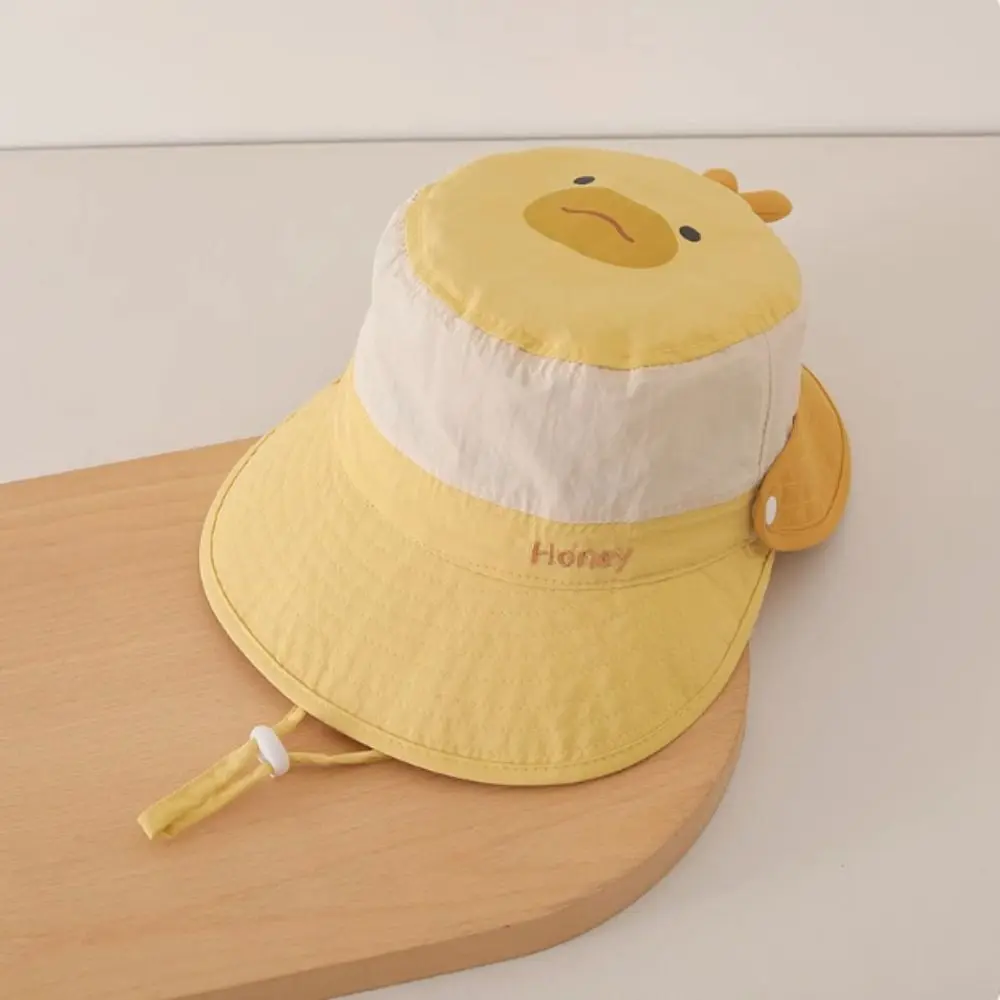 Quick-dry Cartoon Animal Bucket Hat Letter Embroidery Detachable Summer Sunhat Shading Hat Anti-UV Sun Hat