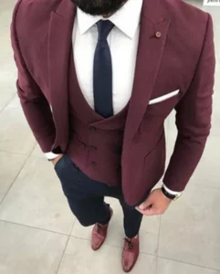 Burgundy Smart Business Men Suit Slim Fit 3 Piece Groom Tuxedo Groom Style Jacket Custom Prom Blazer Terno Masculinos Completo