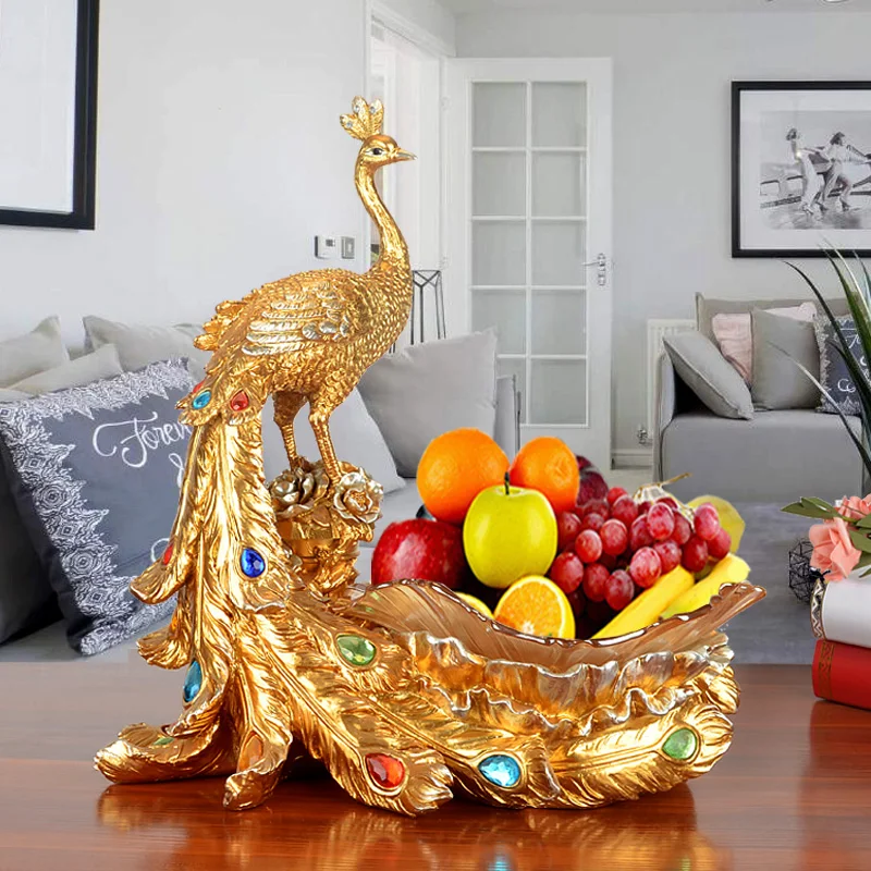 European Style Peacock Fruit Candy Plate Home Living Room Dim Sum Dry