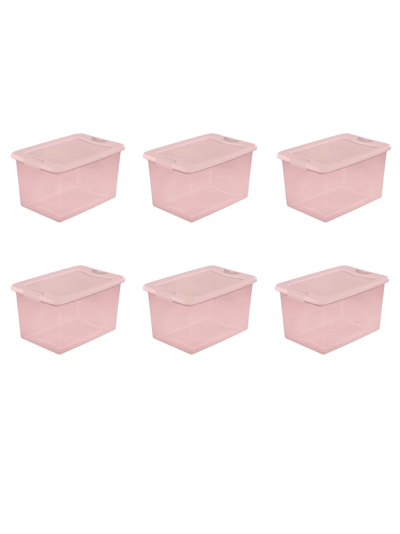 Sterilite 64 Quart Latching Storage Tote Box (6 Pack) + Deep Clip