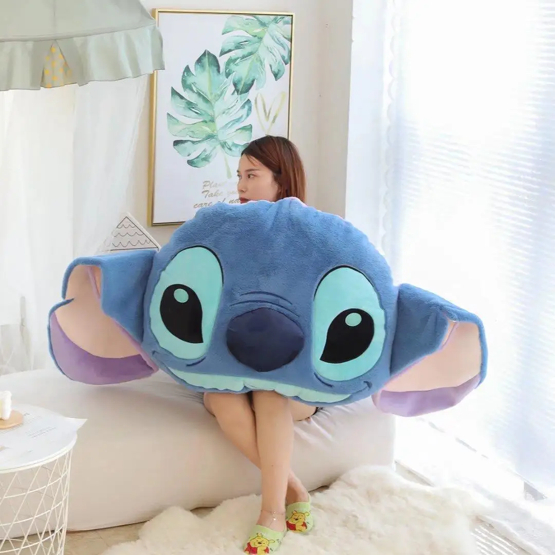 40/55/75cm Stitch Doll Disney Plush Toys Lilo&Stitch Plush Stuffed Doll  Soft Pillow Prone Posture Dark/Light Blue Cute Kids Gift