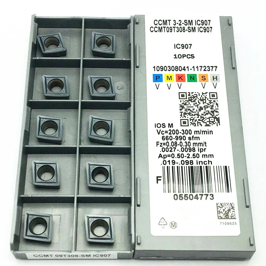 Insert en carbure cémenté, pièces CNC, outil de tournage interne CCMT09T304 SM IC907 CCMT09T308 SM IC907 IC908 CCMT 09T304 CCMT060204