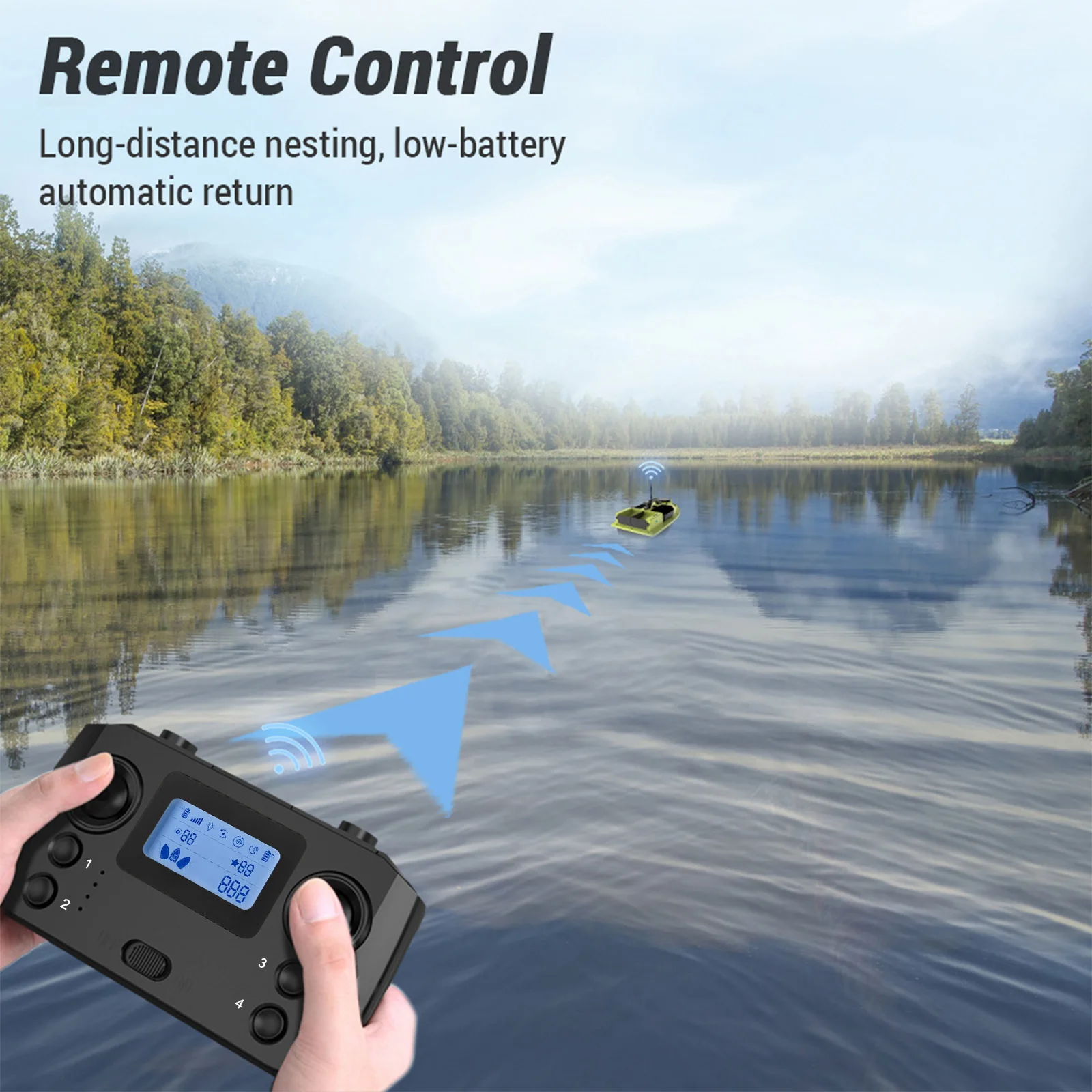 Télécommande pour bateau RC GPS D19/D20 - Portée 500m
