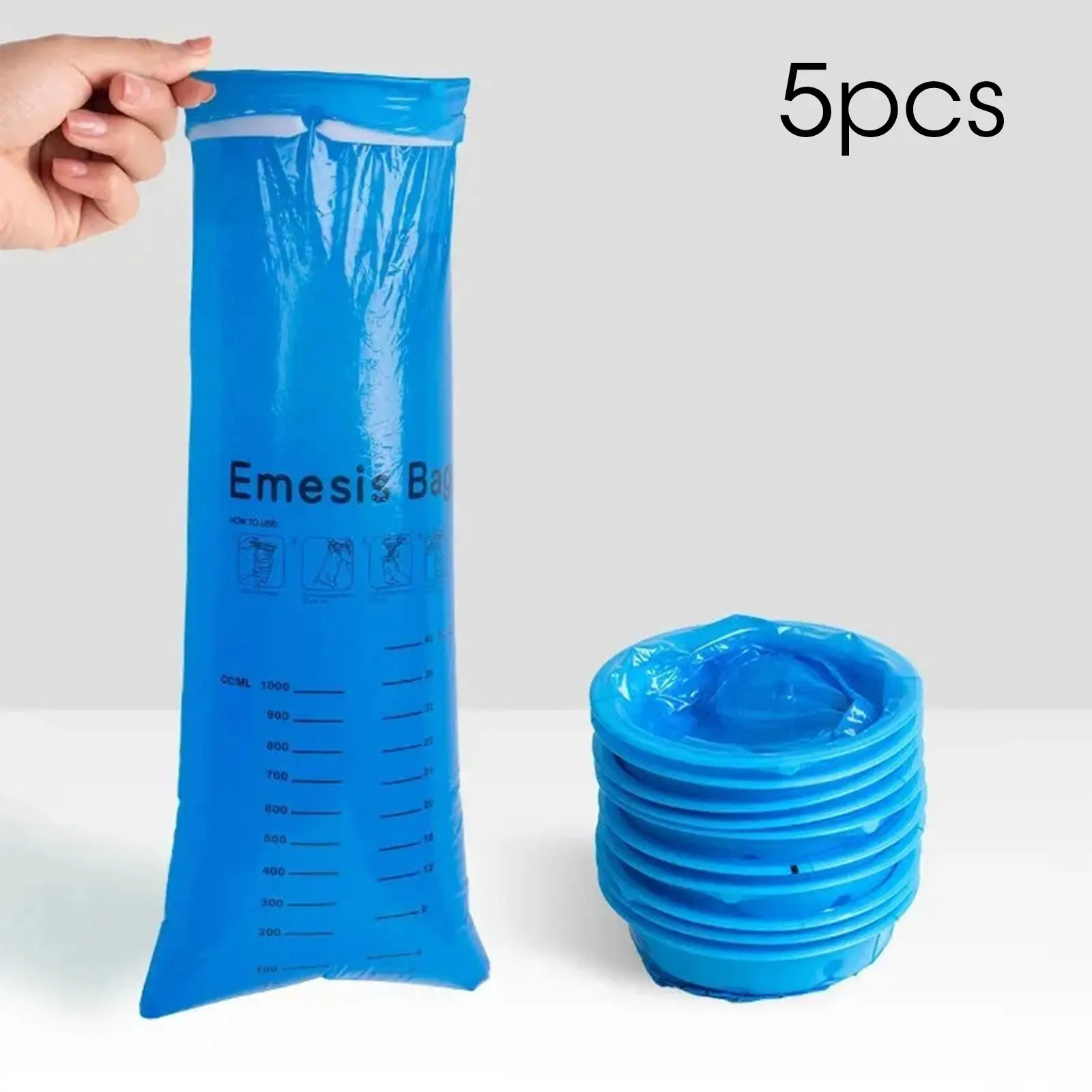 5Pcs 1000ML Portable Disposable Travel Car Airplane Motion Sickness Nausea Vomit Cleaning Bag Clean Eco-Friendly Plastic Bag