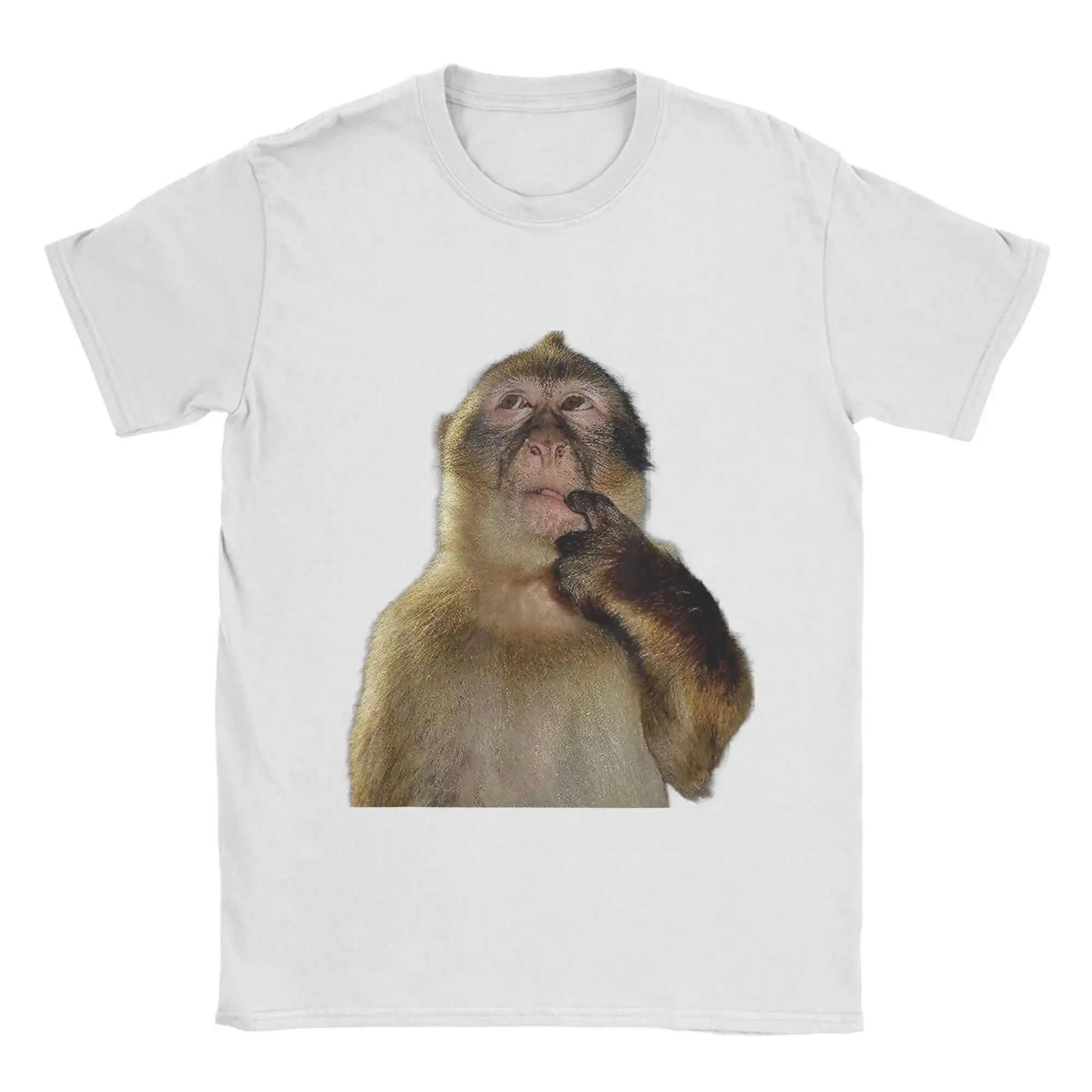 Thinking Monkey Meme 그래픽 티셔츠, 유니섹스 캐주얼 웃긴 동물 프..
