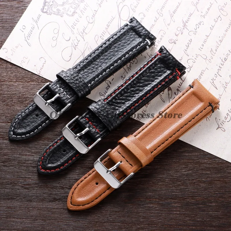 Calfskin Leather Quick Release Retro Watch Strap - Universal Wristband Replacement for Business and Casual Wear