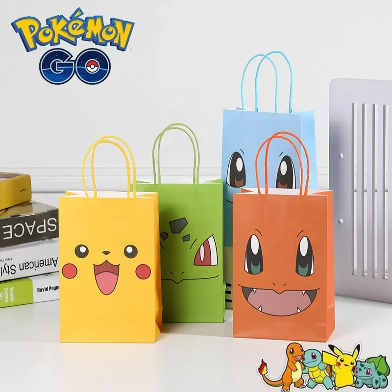 Cartoon Kawaii Pokemon Holiday Gifts Pikachu Candy Paper Bag Favorite Top Packaging Event Party Festive Supplies Home Garden