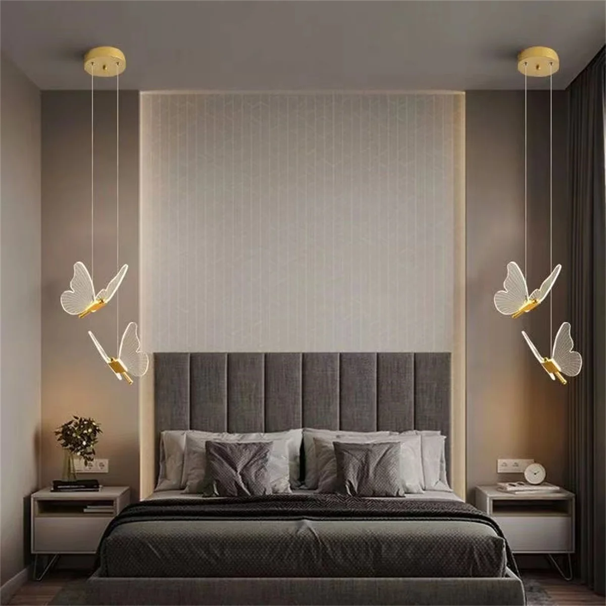 Bedside butterfly chandelier art small chandelier bedroom home decoration bedside lamp modern simple study room art acrylic 3