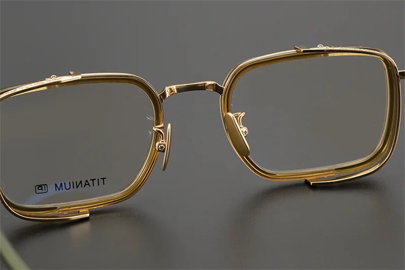 Exquisite handgefertigte Titan-Brillenfassung für Herren und Damen, Retro-Quadrat-Brillenfassungen, japanisches Design, ovale runde Brillen – Detail 12