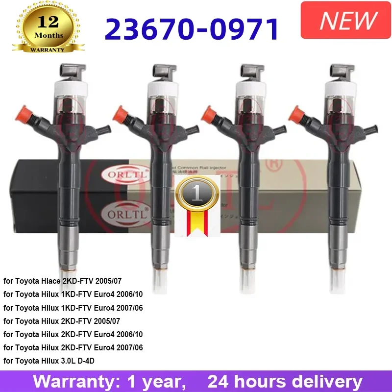 

Для Toyota 2KD 1KD Hilux Hiace дизельный инжектор 23670 09071 23670-09071 2367009071 Euro4 ]-FTV Euro4 2007-2006/10 4 шт.