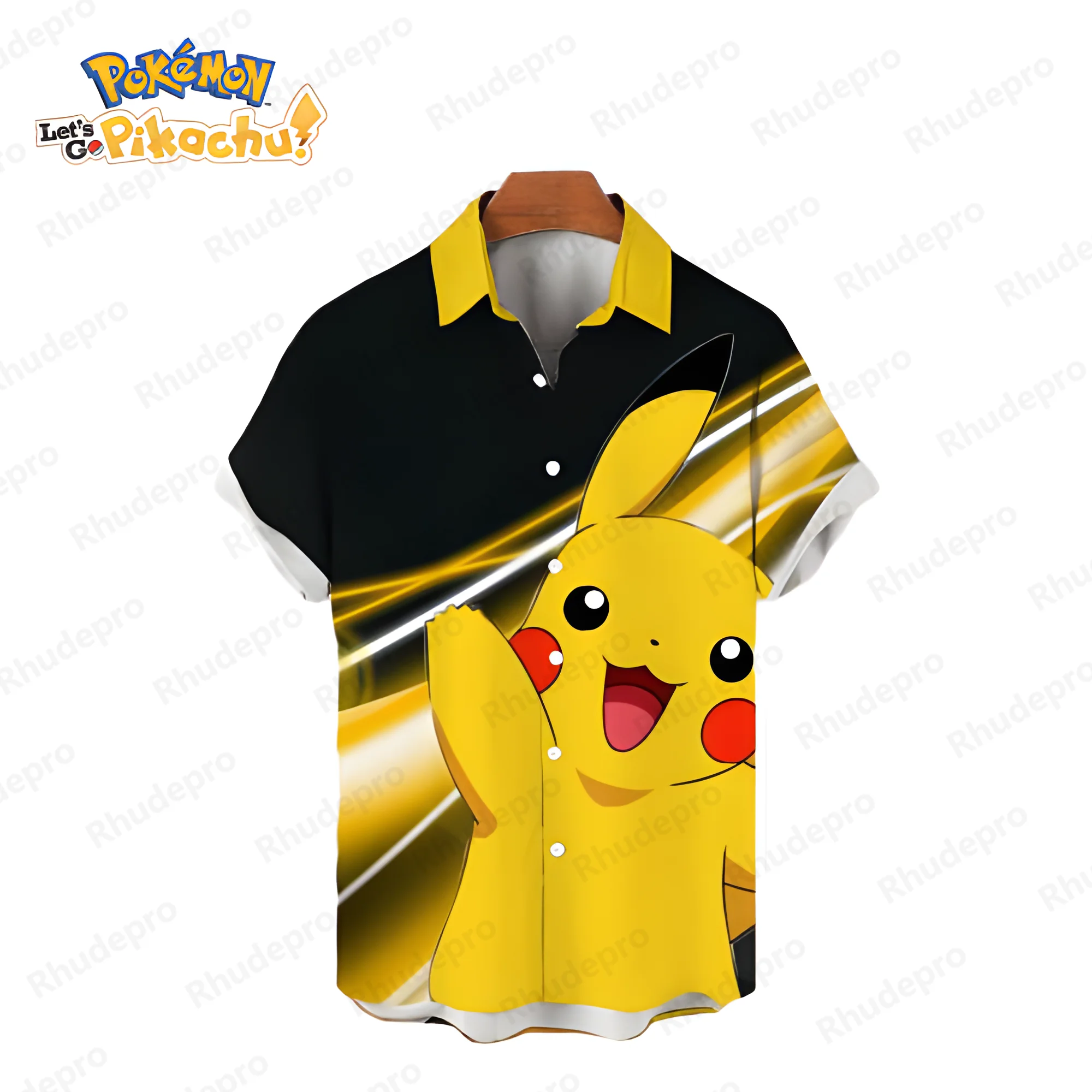 

Pikachu Pokémon Men's Shirts Couples Dress 2024 Summer Y2k Hawaiian Shirt Oversized Harajuku Cute Cartoon Leisure Women's