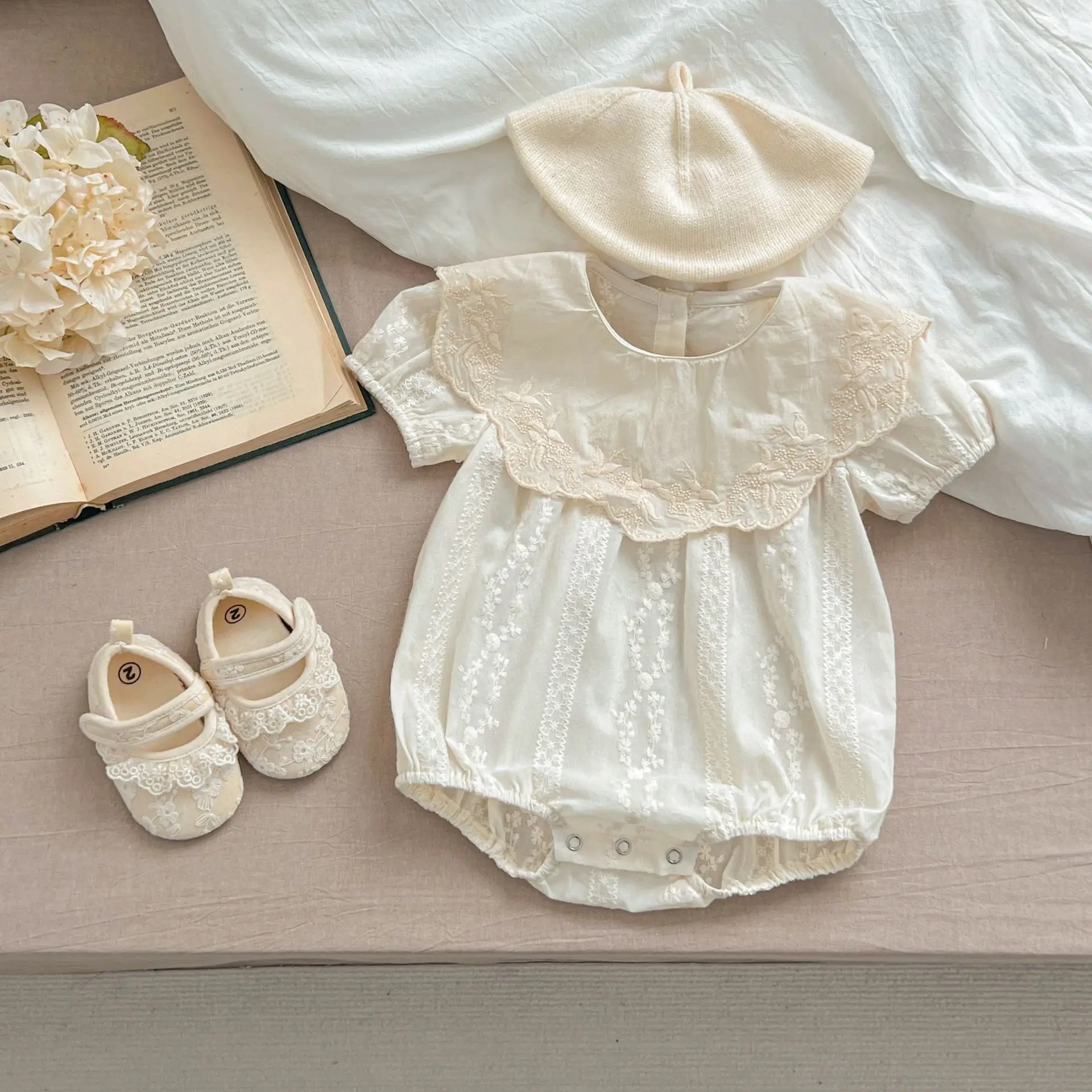 Summer Baby Bodysuit Sisters Dress Flower Embroidery Dress Infant Girls Baby Rompers Toddler Outfit Family Sister Dress Outfits 3