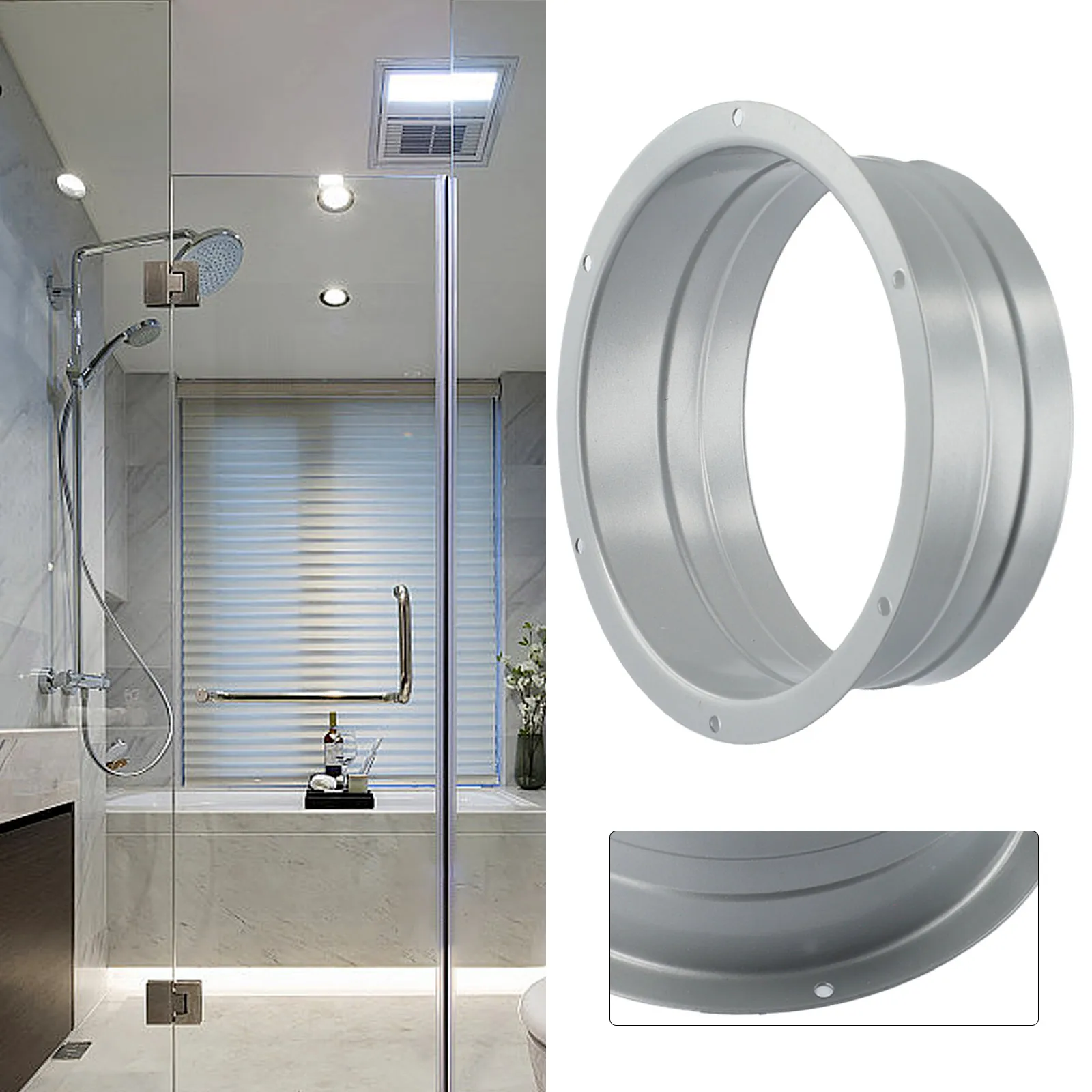 1pc 75-250mm Metal Pipe Flange Air Ventilation Hose Connector Kitchen Bathroom Exhaust Duct Fresh Air System Vent Hardware Flange Connector Duct Pipe Connector