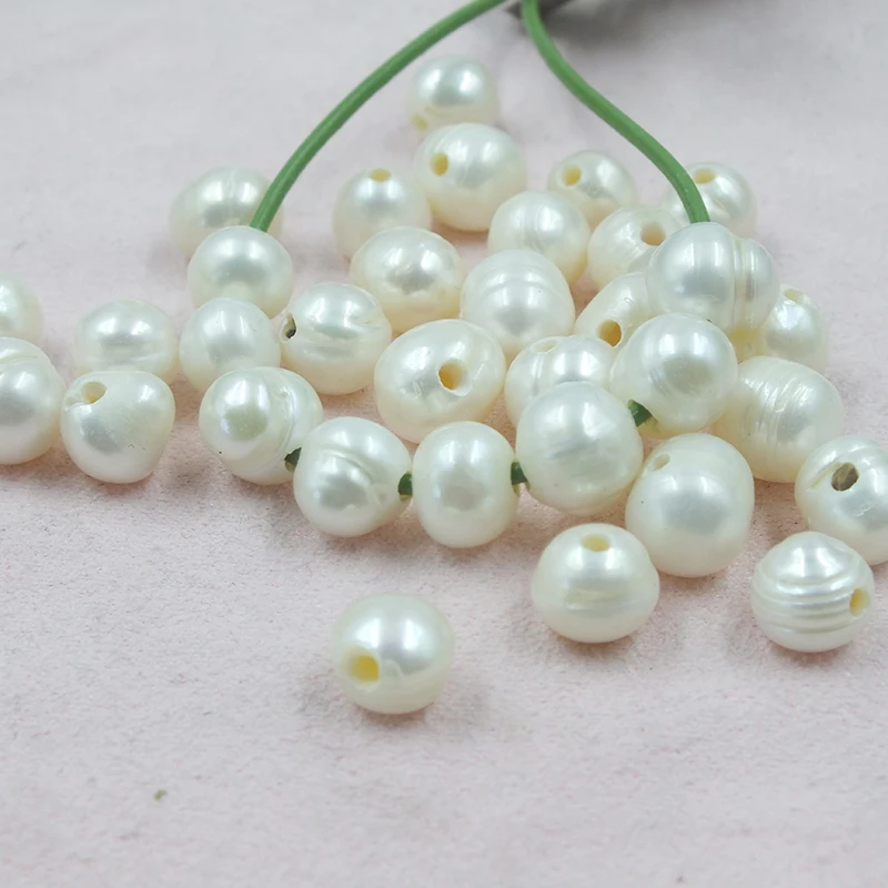 200pcs/lot 9-10mm White Potato Freshwater Pearls 2mm hole Fit All Brand Jewelry necessaries