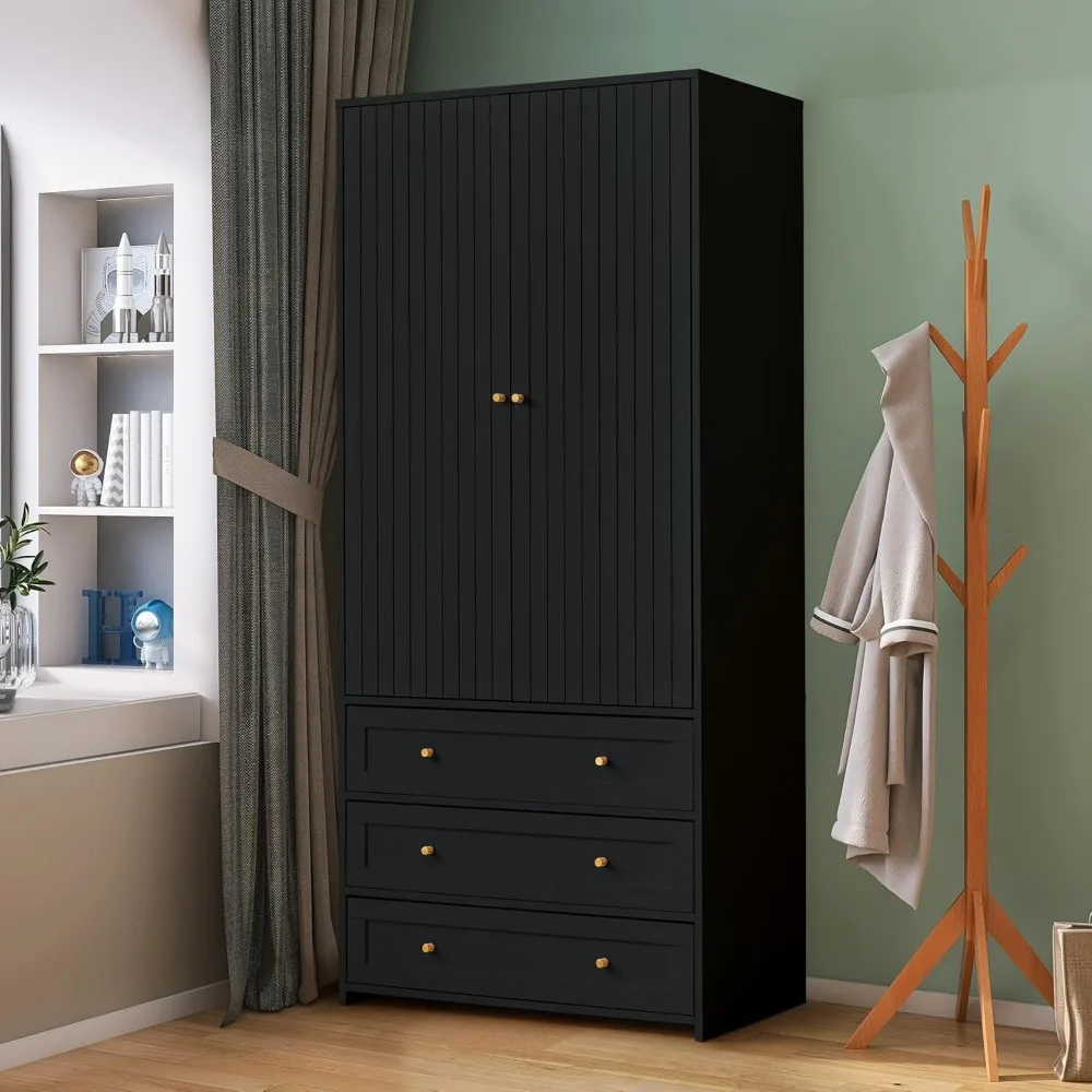 Wardrobe Closet Armoire, 71 "Wardrobe Armoire Wooden Closet with 4 Doors, 6 Drawers Household Freestanding Wooden Closet Storage 4
