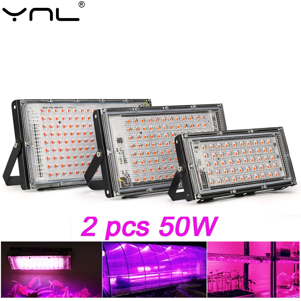 실내 식물 SMD 2835 성장 꽃 조명, 전체 스펙트럼, 식물 램프, 전체 범위 LED 램프, AC 220V, 50W, 로트당 2 개 