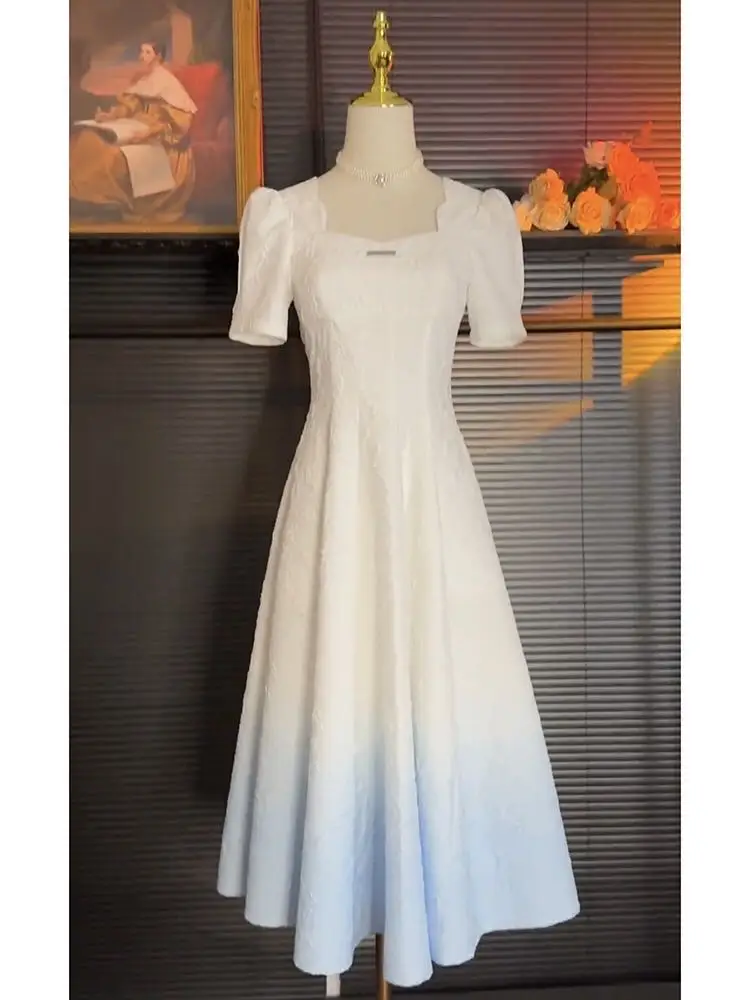 

Super Quality Blue Pink Gradient Dresses Women's 2023 Summer Elegant Dress