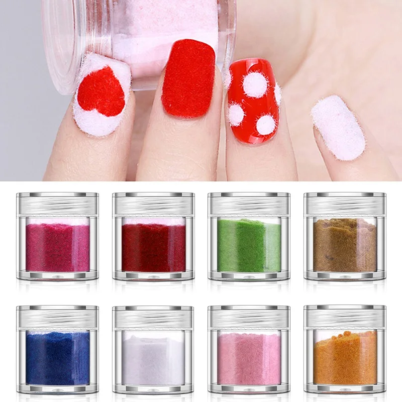 PinPai Fuzzy Flocking Velvet Powder Black White Red Nail Glitter Powder Nail Art Dust Glitter Pigment Manicure Powder UV Gel rosalind 10g acrylic powder nail design dipping powder set pigment dust professional nail for nail extension carving nail powder