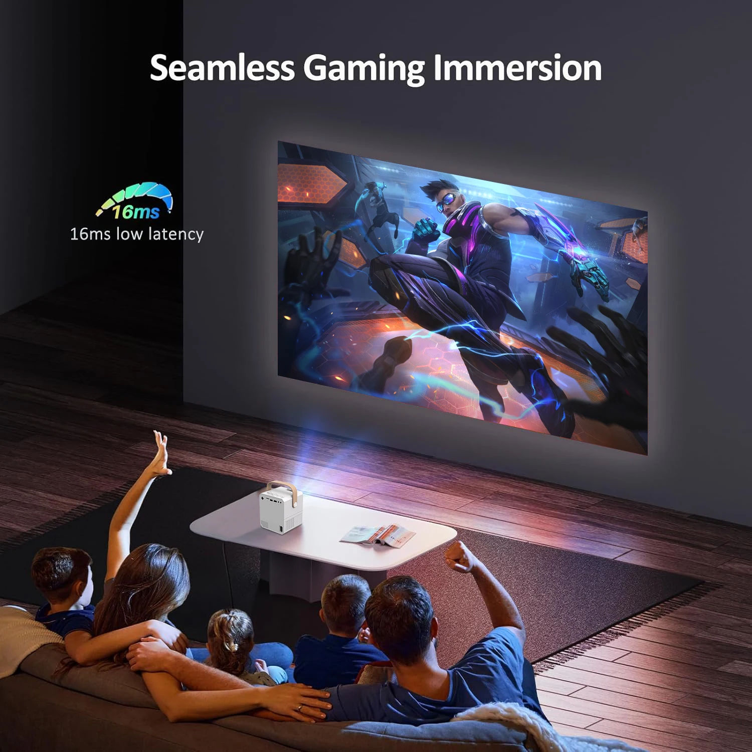 CY305 4K Home Projector Supports WiFi Connects to Mobile Phones and Computers,Built-in Android System suitable for home/outdoor
