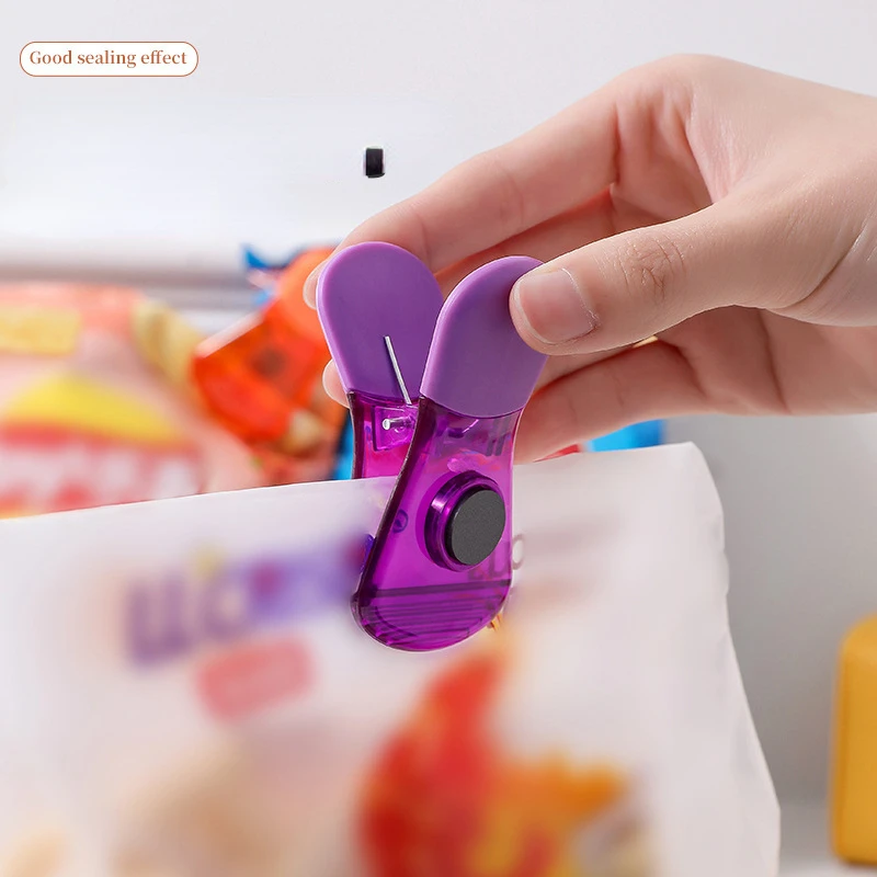 6 12pcs Plastic Clips Magnetic Chip Clip Bags Food Bag Clips Kitchen Clips  With Refrigerator Magnets
