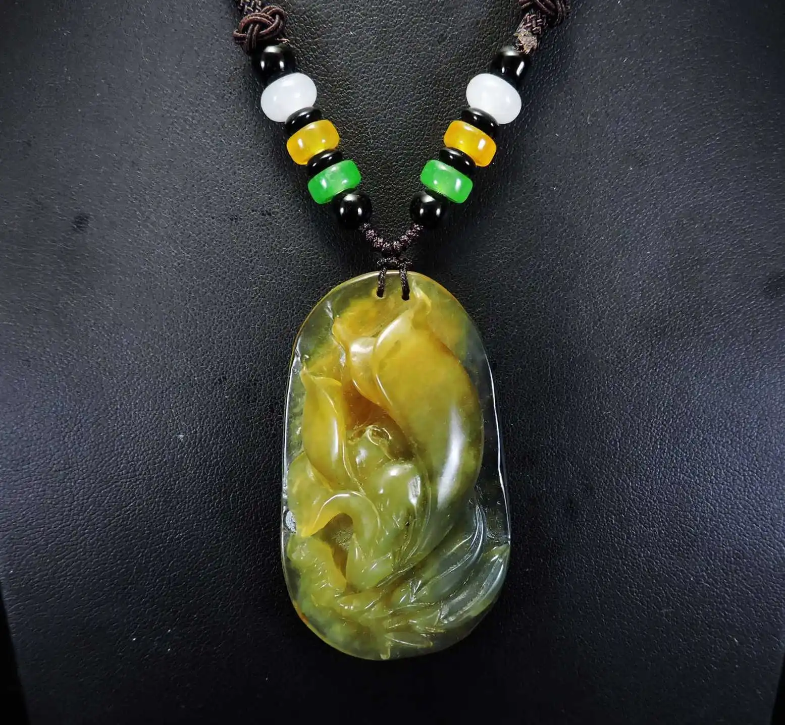Jade Jewelry Natural Jade Pendant Necklace Hand-Carved orchid flower Jadeite Necklace Pendant Gift No Treatment 171j