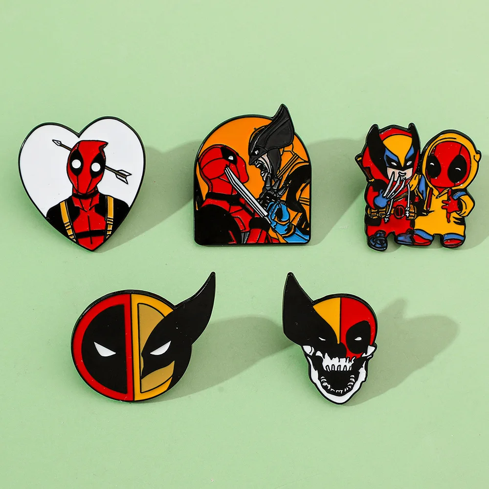 Description Picture 3 of itemSET Brooch Deadpool & Wolverine Metal Brooch Decoration  Anime Kawaii Funny Personality DIY Badge Pin Accessories Birthday Gifts