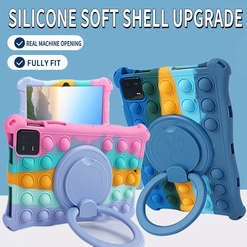

360° Rotatable Silicone Kids Case for Xiaomi Pad 6 Pro for Redmi Pad 10.61 Push Bubble Fidget Toys Case Cover for Pad 5 Pro 11
