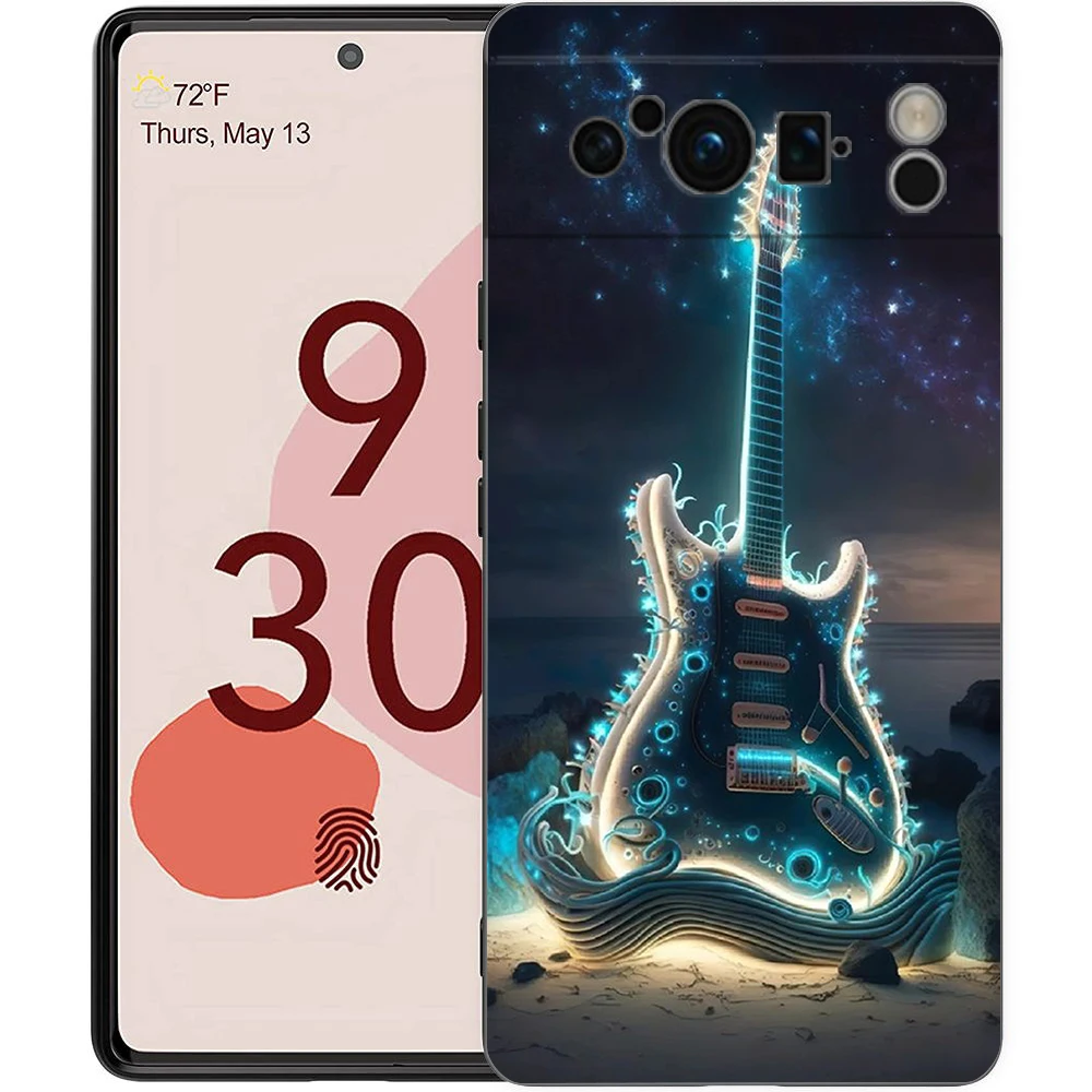Guitar Music Art Shockproof Silicone Phone Case Cover