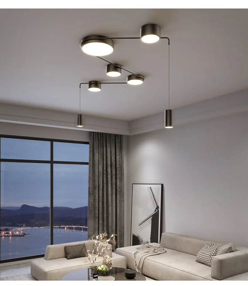 Description Picture 6 of itemModern Minimalist Ceiling Lights Nordic Black Led Ceiling Chandelier For Living Room Bedroom Hallway Indoor Lighting