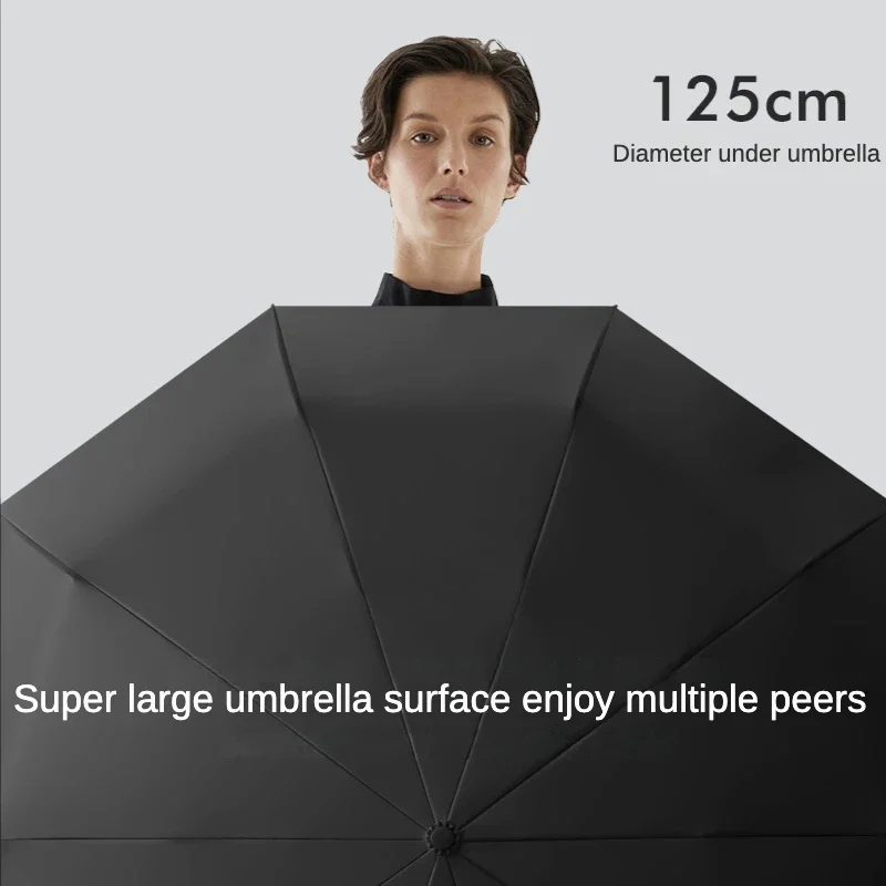 Automatic Umbrella Folding Umbrella Windproof 125CM Reinforced Automatic Folding Umbrella For Men Large Buckle Handle Double Bone Wind and Water Resistant