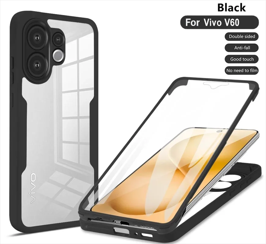 Universal 3-in-1 360° Transparent HD Screen Protector Case with PC+TPU Back Cover