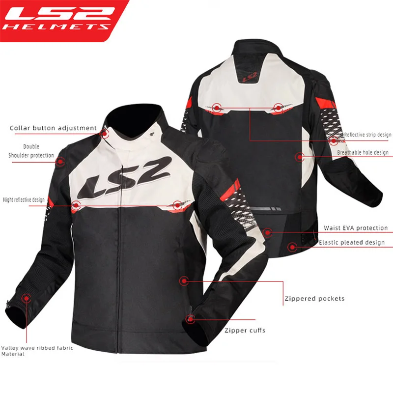 LS2 Original APEX Motorcycle Jacket Autumn Winter Waterproof Windproof Warm Jacket Men Women Anti-fall Motocross Riding Clothing