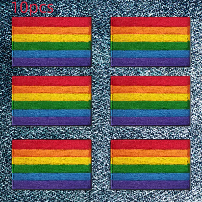 

10pcs Lot LGBT Gay Pride Rainbow Flag Embroidered Patches Clothing Thermoadhesive Patches Patch on Clothes Diy Gay Badges Sewing