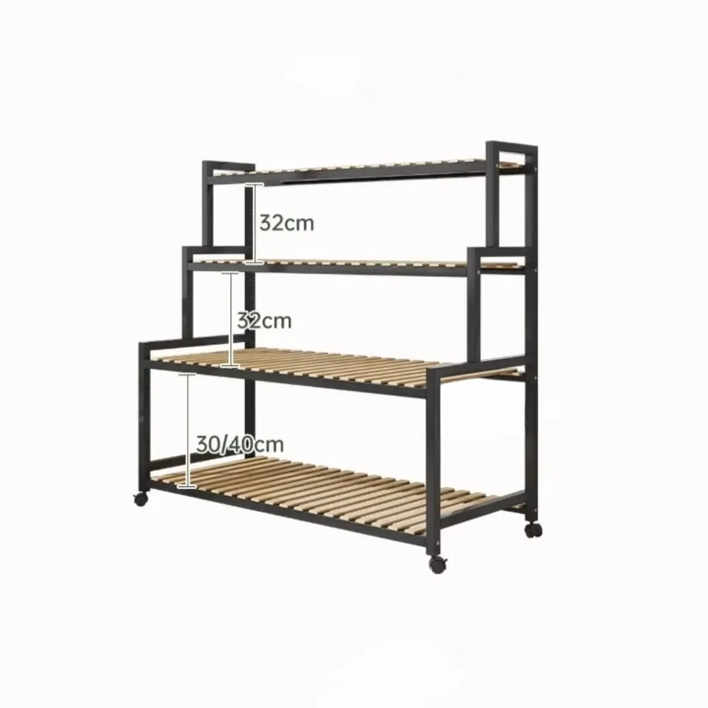 Multi-Layer Flower Rack Metal Plant Stand Storage Racks with Wheel for Indoor And Outdoor Balcony Living Room
