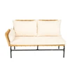 3 Pieces Outdoor Furniture Sets Table and Chairs with 3.15-inches Thick Cushion Outdoor Sofa Set Natural Yellow Wicker 5