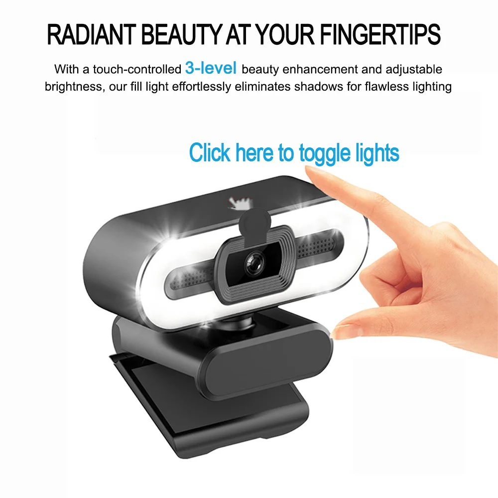 4K Ultra HD USB Webcam with Fill Light Auto Focus 8MP Built-in Microphone Streaming Camera pc webcam pc web camera computer camera