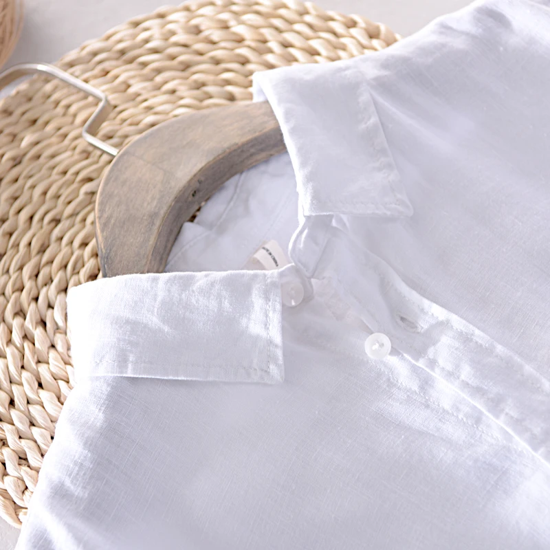Designer Italy Style 100% Linen Long-sleeved Shirt Men Brand Casual 5 Colors Solid White Shirts For Men Top Camisa Chemise long sleeve shirt
