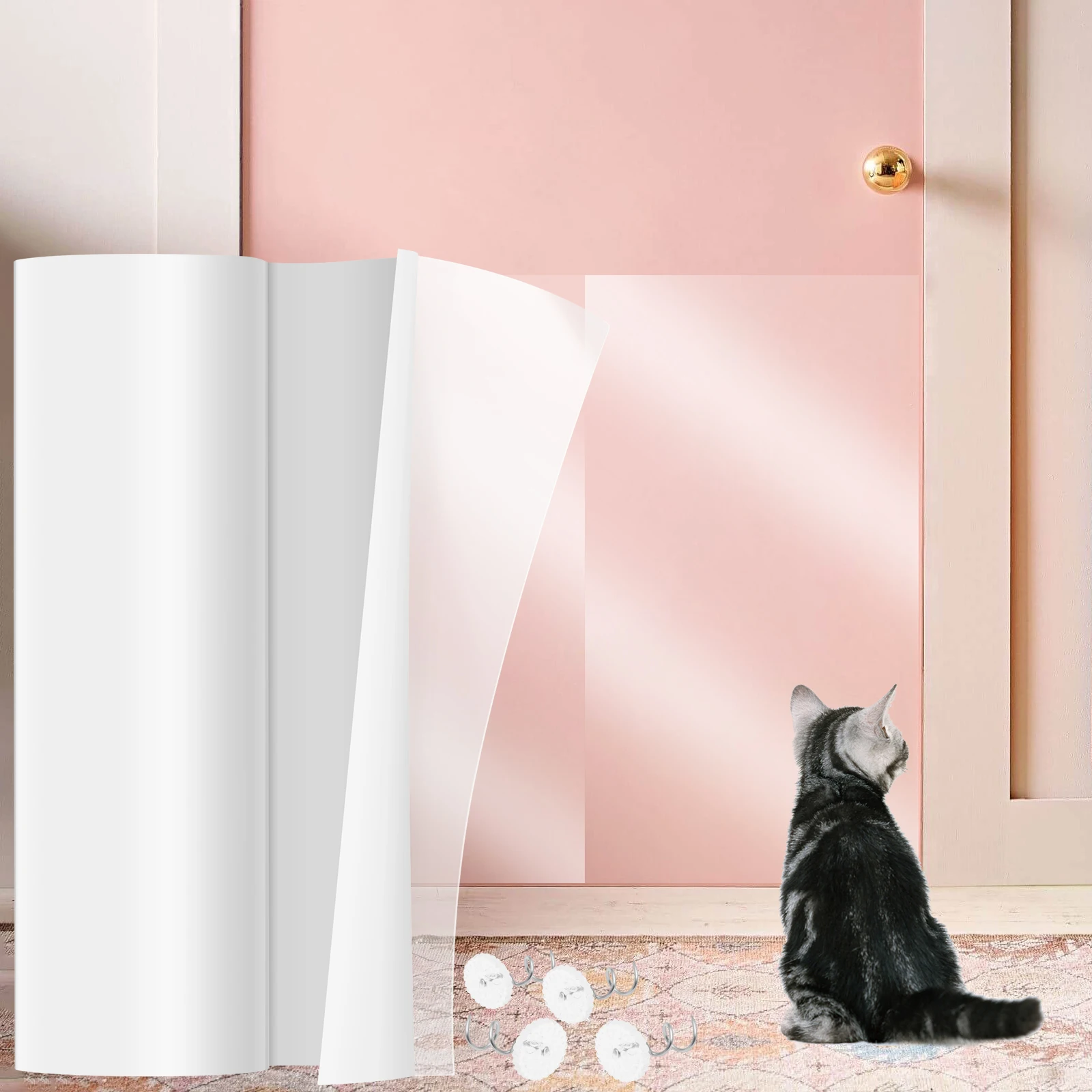 

Cat Anti Scratch Tape 17×197inch Transparent PVC Anti Cat Scratch Furniture Protector Invisible Self-Adhesive Peelable Cat