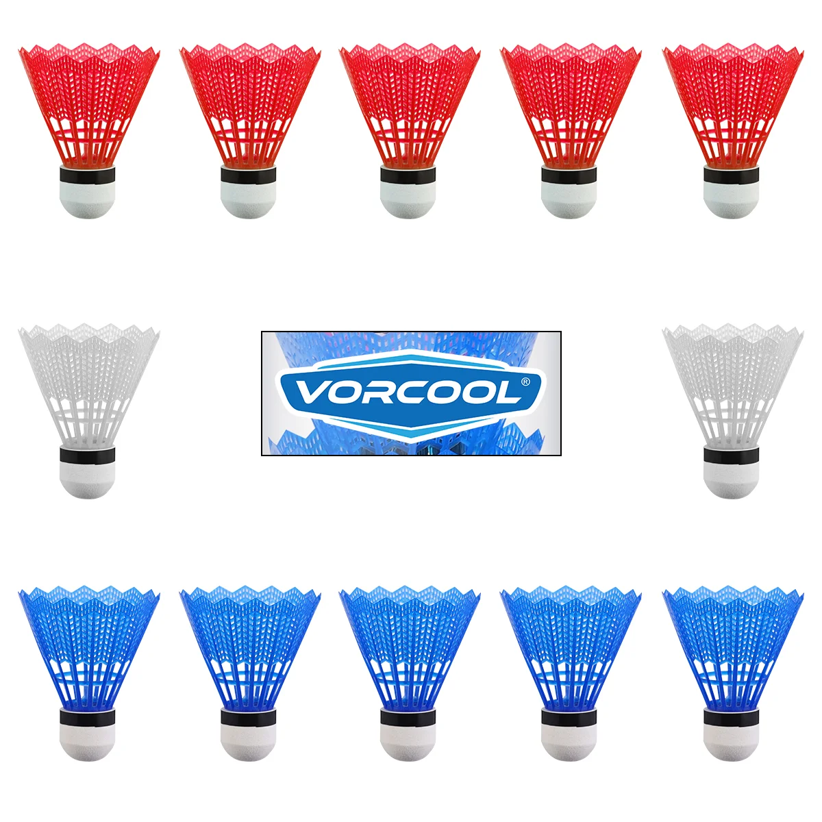 Multicolor Plastic Badminton Balls Durable Nylon Crown Stable Flying Training Shuttlecocks Racquet Sports 12Pcs